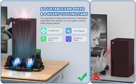 Wiilkac Vertical Cooling Fan Stand And Dual Controller Charging Station