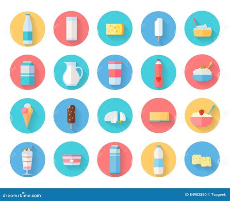 Dairy Products Icons Set Stock Vector Illustration Of Glass 84902550