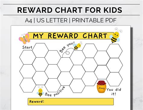 Bee Reward Chart Printable Bee Behavior Chart Kids Routine Sticker ...