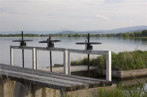 irrigation ditch  headgates  outlet  rese stock photo image