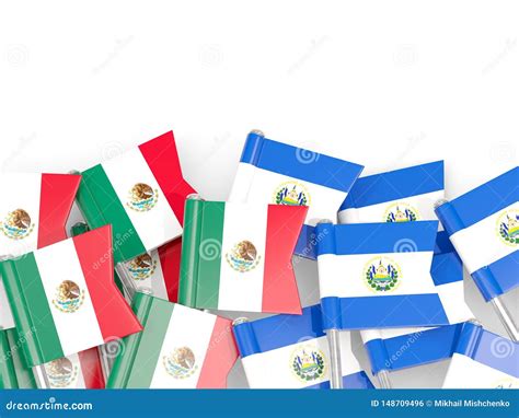 Pernos Con Las Banderas De M Xico Y De El Salvador Aislados En Blanco