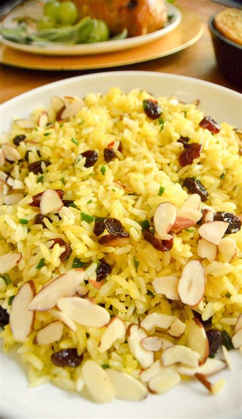 Saffron rice with cranberries and slivered almonds | Rice side dishes ...