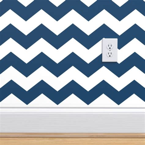 Navy Chevron Wallpaper Chevron Lg Blue By Misstiina Zigzag Etsy