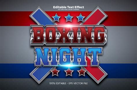 Premium Vector Boxing Night Editable Text Effect In Modern Trend Style