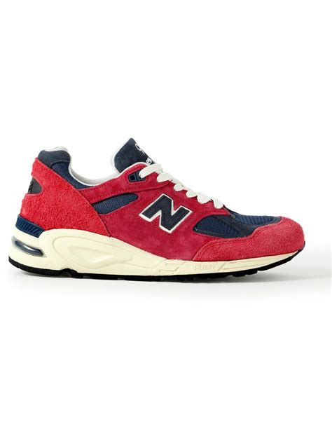 New Balance 990 Leather Trimmed Suede And Mesh Sneakers Red New Balance