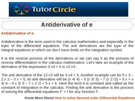 Antiderivative of e by tutorcircle team - Issuu