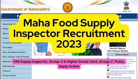 Maha Food Supply Inspector Recruitment 2023 345 Group C Posts Apply