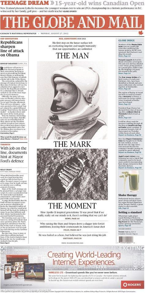 R I P Neil Armstrong See Today S Top Front Pages Newseum