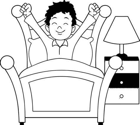 Children Black and White Outline Clipart - black-white-boy-in-bed ...