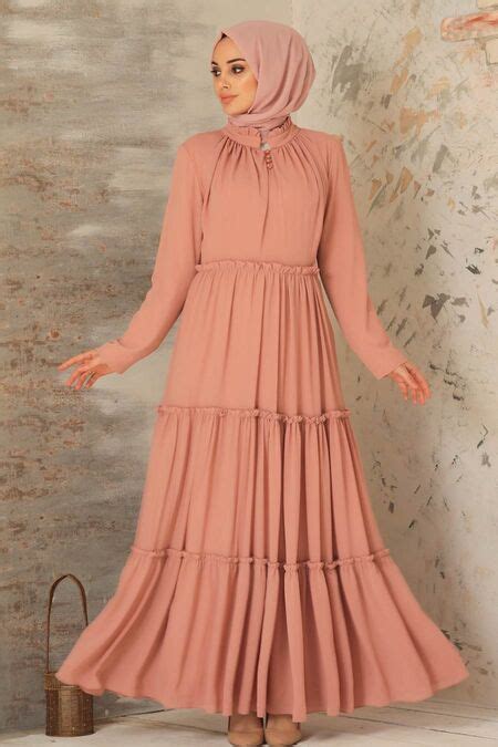 Salmon Pink Hijab Dress 2746smn Neva