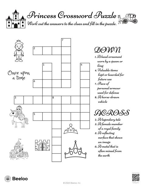 Princess Crossword Puzzle • Beeloo Printable Crafts And Activities For Kids