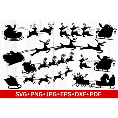 Santa Sleigh Silhouettes Bundle | SVG - Inspire Uplift