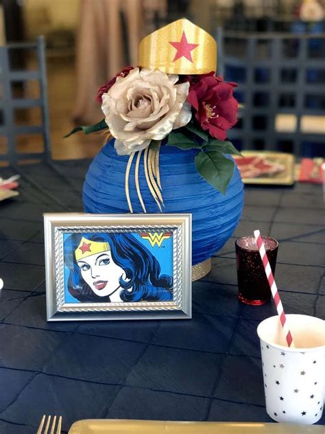 Take A Look At The Awesome Centerpiece At This Wonder Woman Birthday