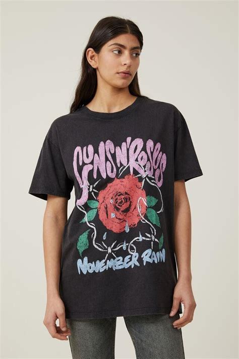 The Oversized Roses Tee Guns N Roses November Rain Washed Black