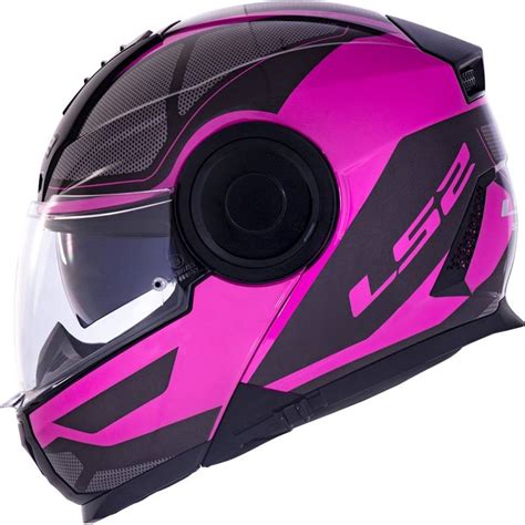 Capacete Ls Scope Ff Mask Preto Rosa Articulado Grid Motors