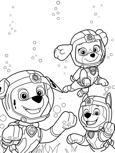 Coloriage Paw Patrol Mighty Pup Sauvetage En Mer Dessin Gratuit à Imprimer