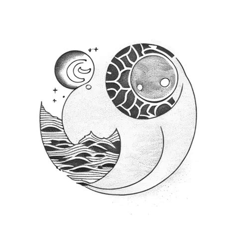 Blackwork Sun And Moon Tattoo Idea Blackink Ai