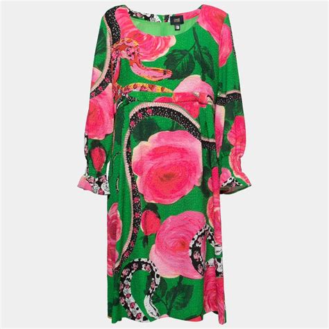 Class By Roberto Cavalli Green Floral Printed Textured Long Sleeve