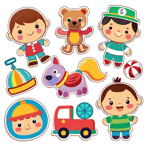 Cartoon characters of children playing with different toys | Premium AI-generated vector