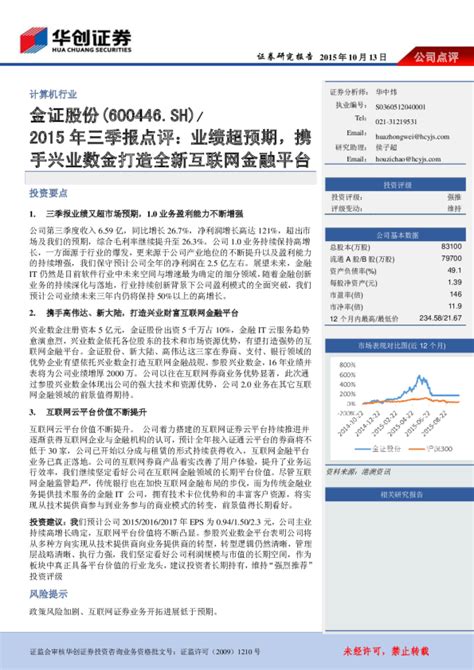 2015年三季报点评：业绩超预期，携手兴业数金打造全新互联网金融平台