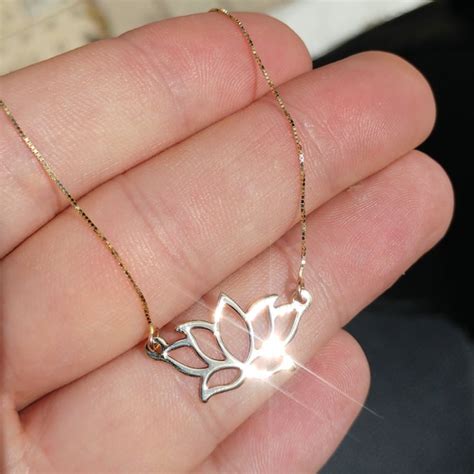 14k Gold Lotus Flower Necklace Lotus Flower Jewelry Lotus Etsy