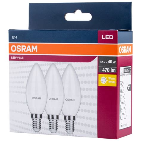 Żarówka Led Świeca E14 5 5w 40w 2700k Osram 3 Pak 5160 • Cena Opinie