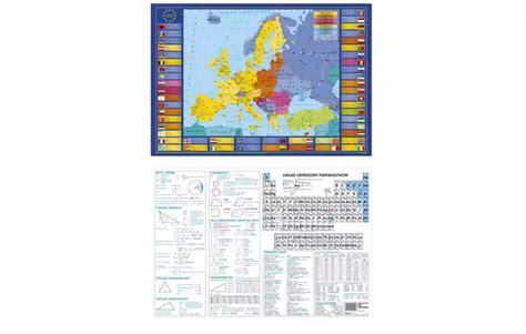 Podkład Dwustronna Mata Na Biurko Mapa Europy Chemia 2w1 Dwustronne