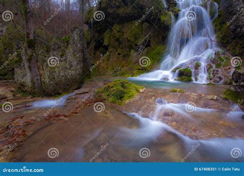 Cascadas Y Corriente Hermosas De La Monta A En Transilvania Imagen De