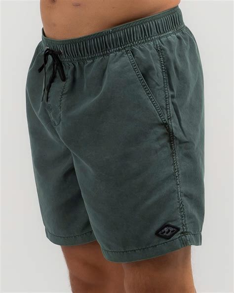 Shop Billabong All Day Overdye Layback Board Shorts In Dark Forest