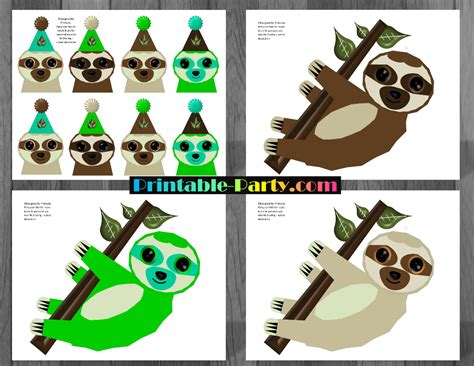 Printable Sloth Party Supplies | Sloth Birthday Decorations