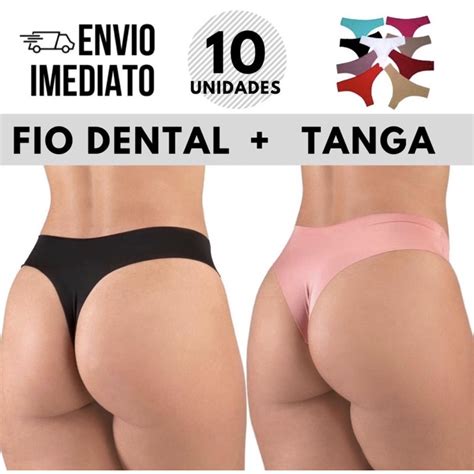 Kit Calcinhas Sem Costura Tanga Fio Dental Corte A Laser