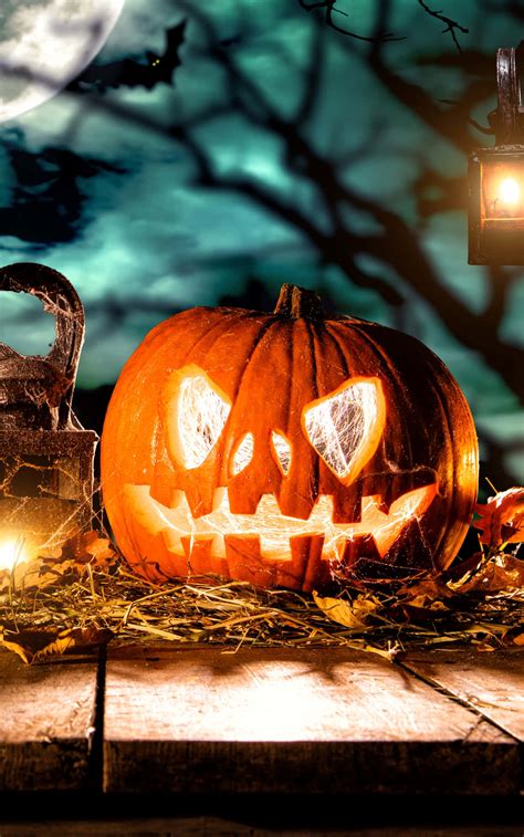 Download Halloween Pumpkin Night Scene Wallpaper | Wallpapers.com