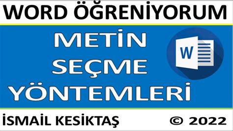 MICROSOFT WORD PROGRAMINDA METİN SEÇME YÖNTEMLERİ TEKNİKLERİ YouTube