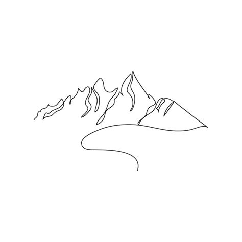 Premium Vector Continuous One Line Drawing Of Minimalist Mountain