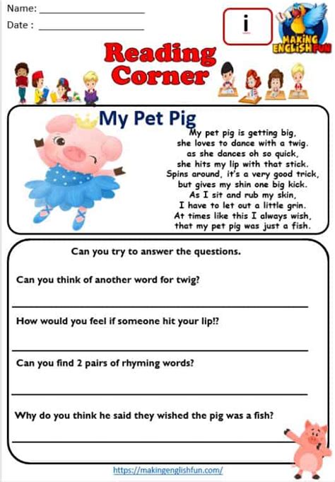 Cvc And Short Vowel Poems Comprehensionmaking English Fun