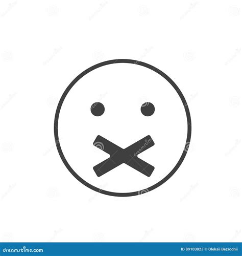 Silence Icon. Face with Crossed Mouth . Silence Symbol Stock Vector ...