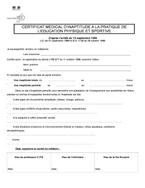 Remplissable En Ligne Certificat Medical D Inaptitude A La Pratique De