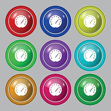 Vector Set Of Round Colourful Buttons With Hourglass Sign Icon And Sand