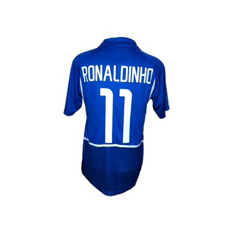 Camisa Retro Copa Ronaldinho Azul Fut Retro