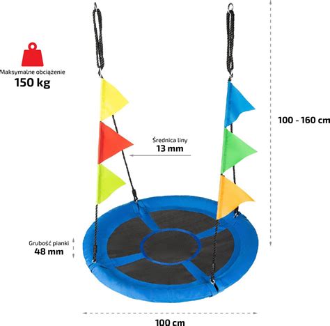 Huśtawka ogrodowa bocianie gniazdo z flagami XXL Outtec blue