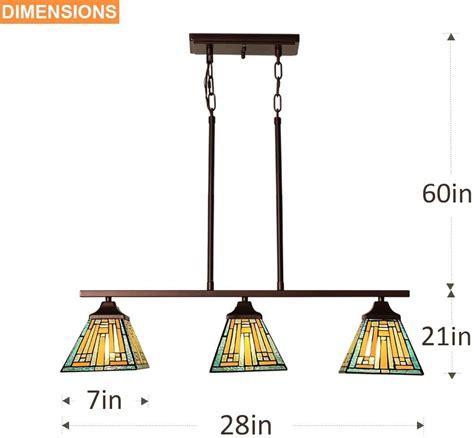 Buy Maxxmore Tiffany Pendant Lighting Fixture 7 Mission Style Stained