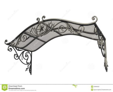 Wrought Iron Canopy Design With Floral And Scroll Details