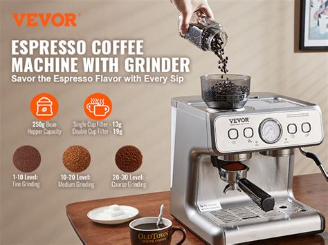 Vevor Espresso Machine With Grinder Bar Semi Automatic Espresso