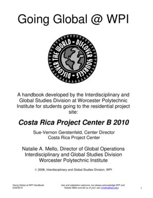 Fillable Online Wpi Costa Rica Project Center B Worcester