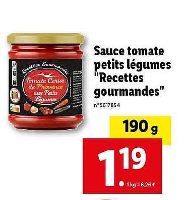 Promo Sauce Tomate Petits Légumes recettes Gourmandes chez Lidl