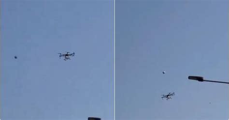 Video Farmers Try To Bring Down Drones Carrying Tear Gas Shells With