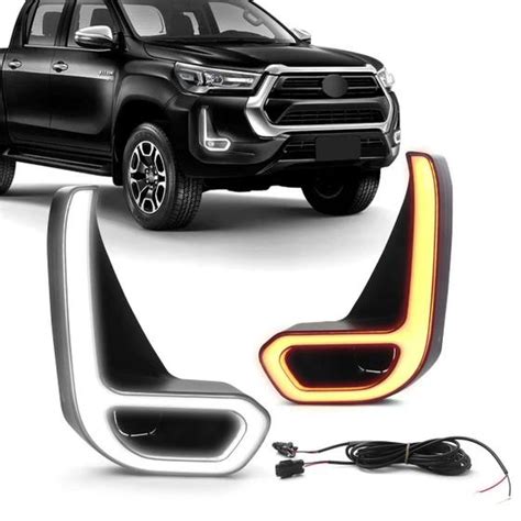 Kit DRL Luz Diurna Na Moldura Do Farol Milha Neblina Toyota Hilux 2021