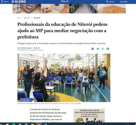 O Globo Sepe Niter I Aciona Mpe Para Que O Rg O Fa A Media O A