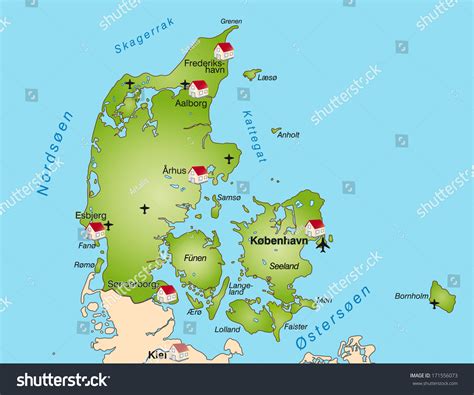 Map Of Denmark As An Infographic In Green Royalty Free Stock Photo