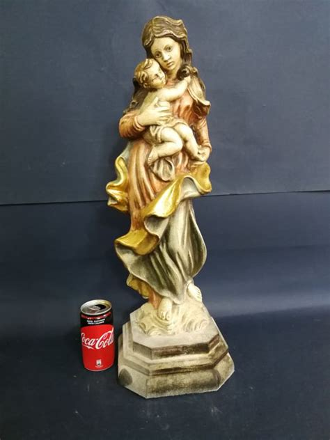 Oude En Prachtige Sculptuur Madonna Met Kind Hout Catawiki